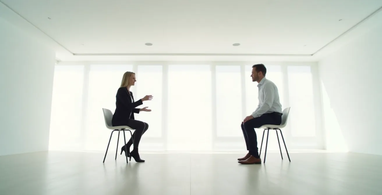 Two professionals engaged in deep listening exercise