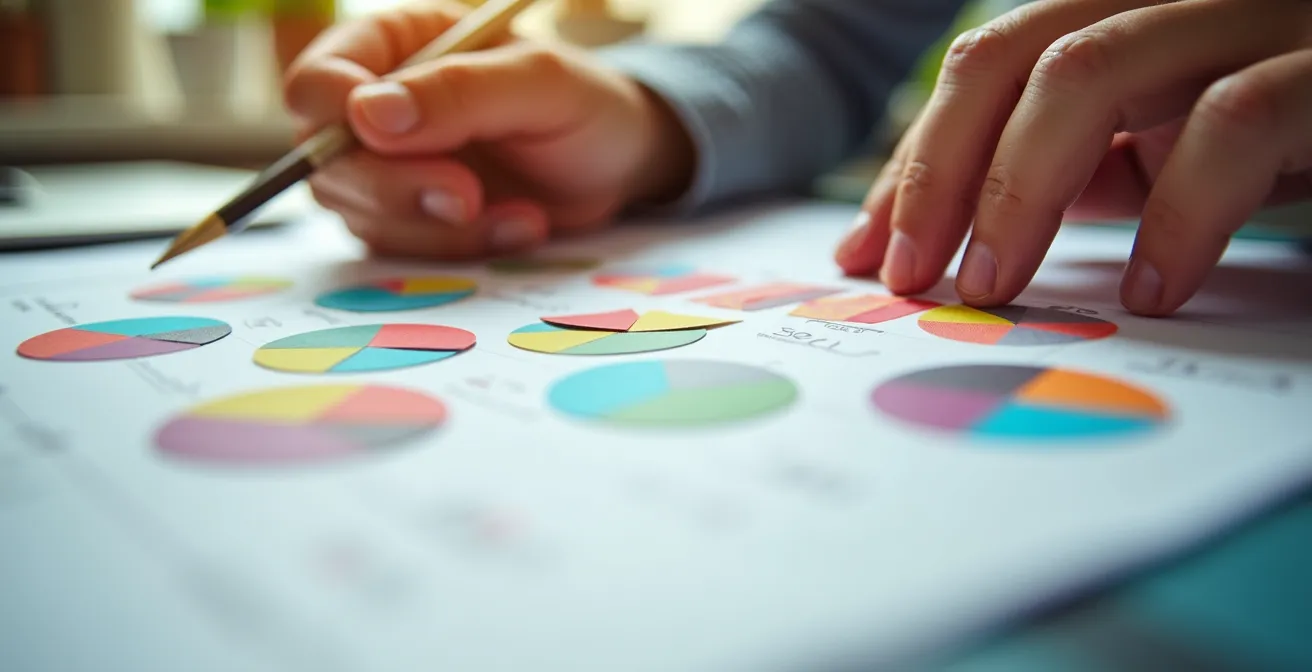 Visual representation of financial planning for career transition with abstract charts