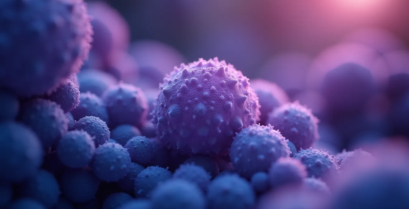 Macro photography showing abstract representation of gut bacteria activity during sleep phases