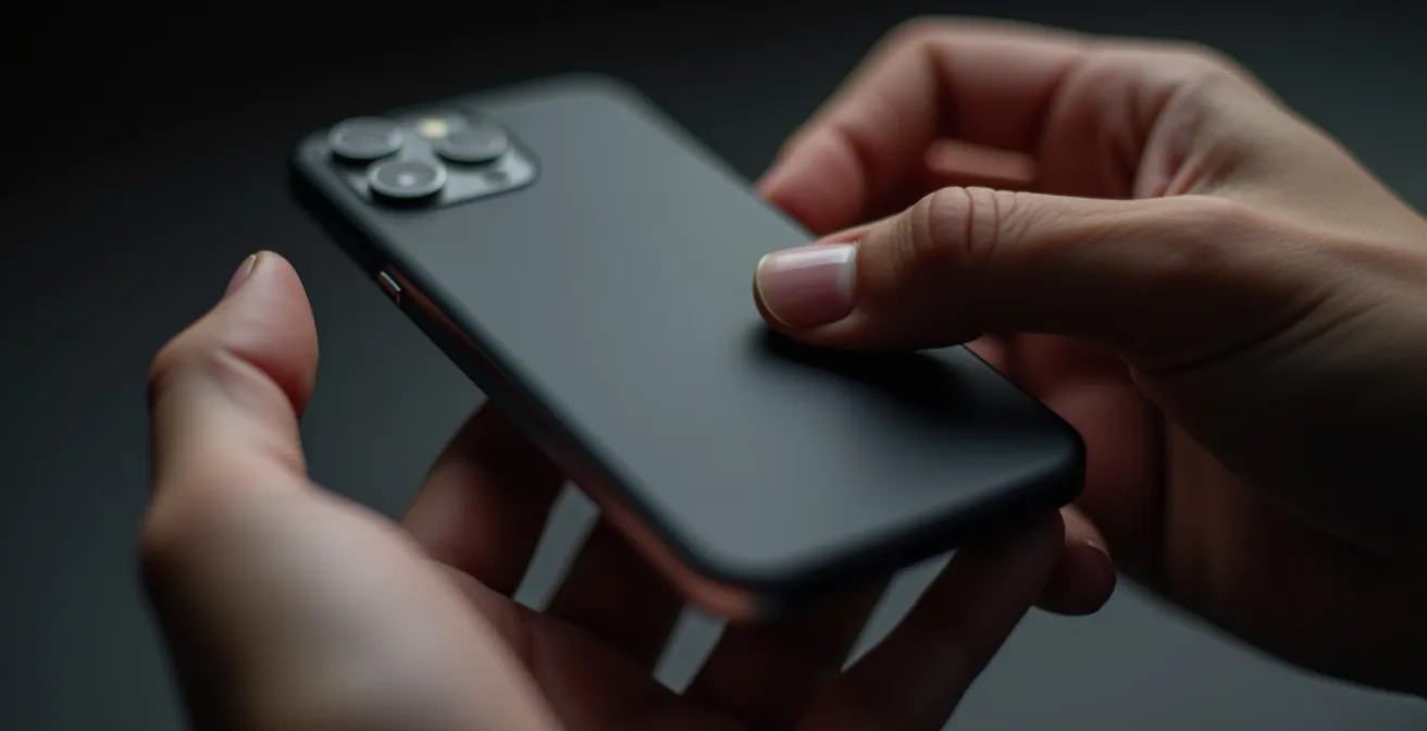 Hands configuring smartphone for distraction-free deep work mode