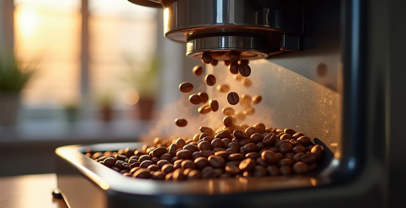 Macro shot of coffee being prepared with smart home morning automation